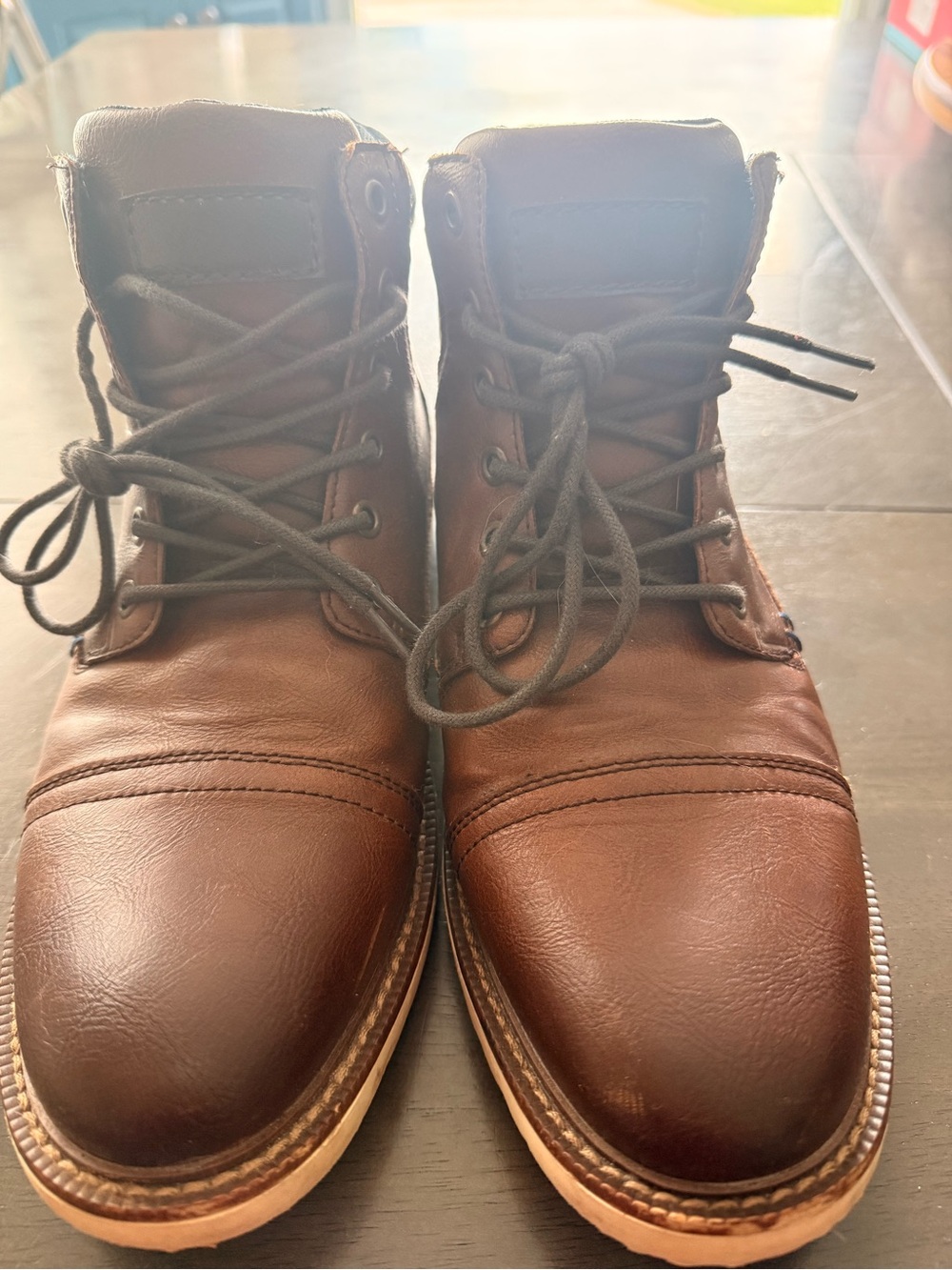 Sonoma Brown Leather Lace-Up Work Boots